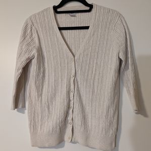 Pure Alfred Sung knit cream grey button up top size XXL 100% cotton